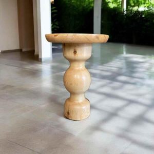 Doğal Masif Ahşap Tekli Yan Sehpa Naturel Renk Mantar Sehpa