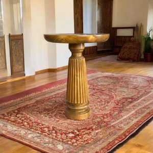 Doğal Ahşap Tütün Renk Tekli Yan Sehpa Mantar Sehpa