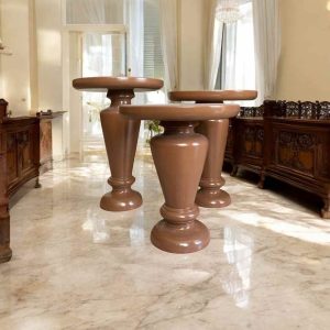 Doğal 3’lü Ahşap Yan Sehpa Takımı – Kahverengi Renk