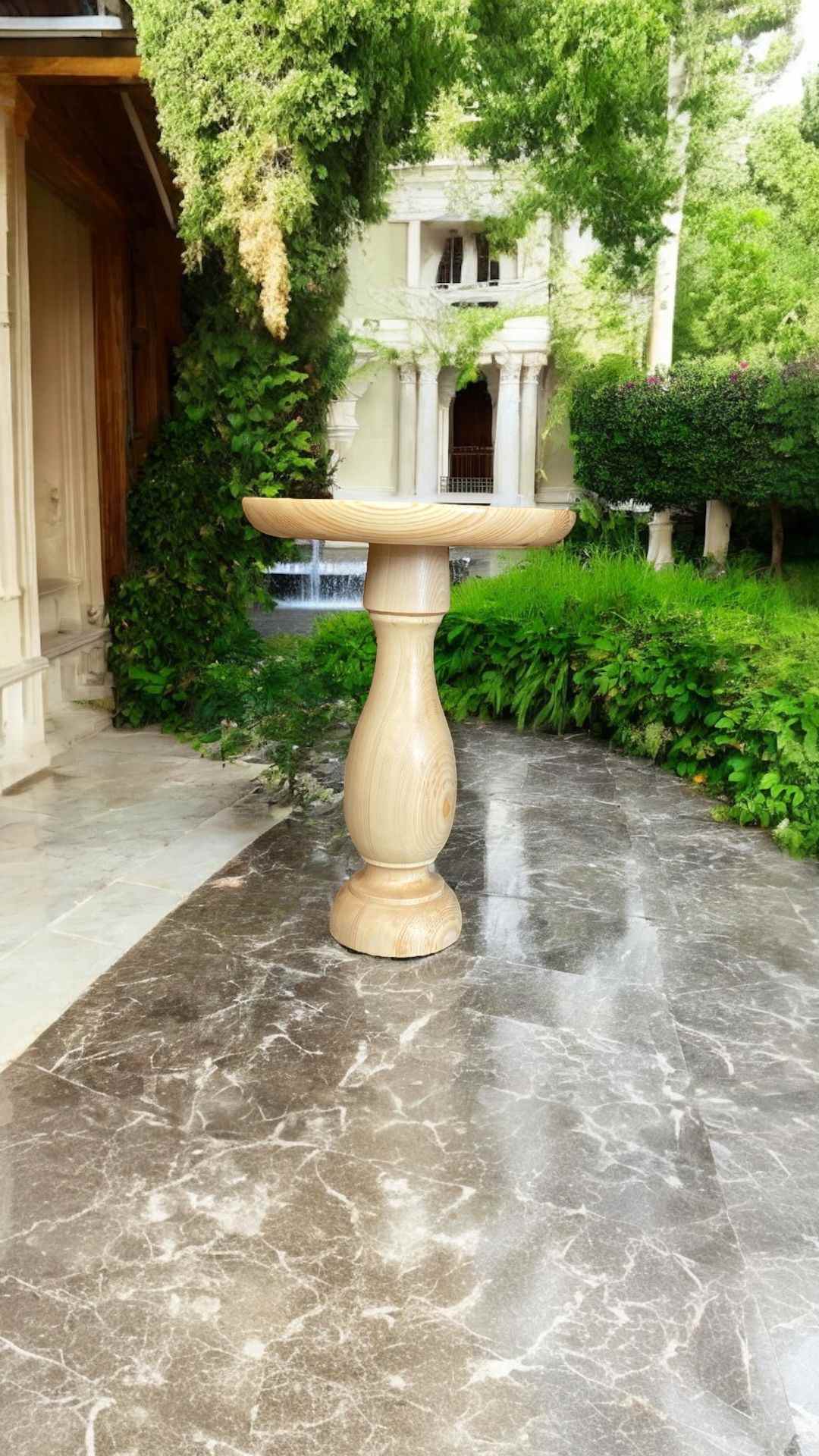 El Yapımı Doğal Naturel Renk Tekli Doğal Ahşap Yan Sehpa